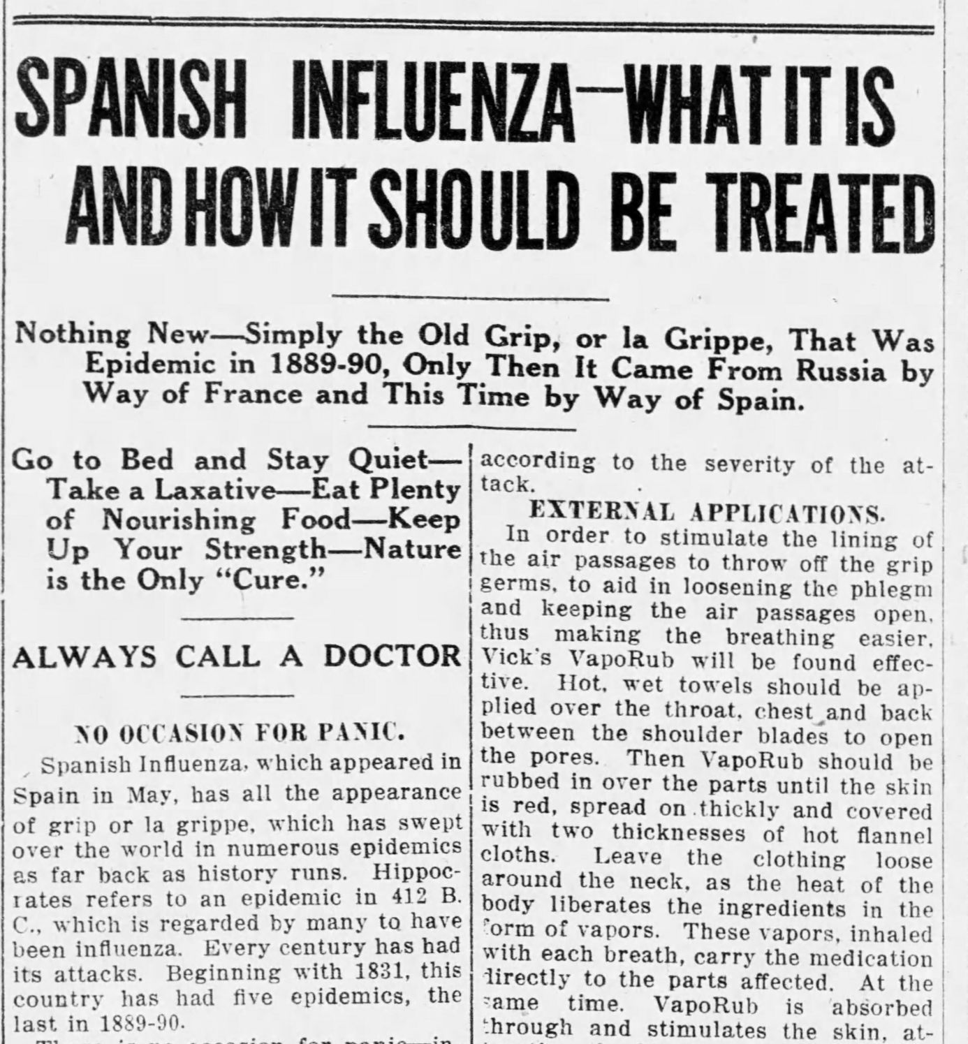 Spanish influenza—what it is and how it should be treated